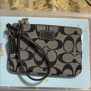 Coach Monogram Black and Gray Wristlet